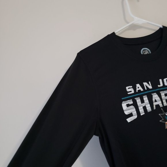 San Jose Sharks Long Sleeve T-Shirt Tee Youth Large 14/16 Black NHL Boys NWT - Picture 4 of 11